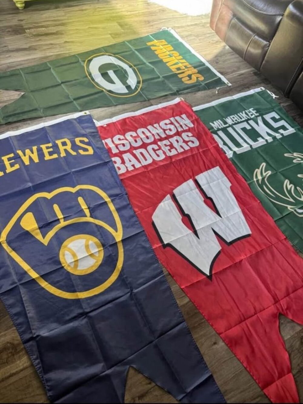 Packers Brewers Bucks Badgers Oversized 6ft Flag Banner